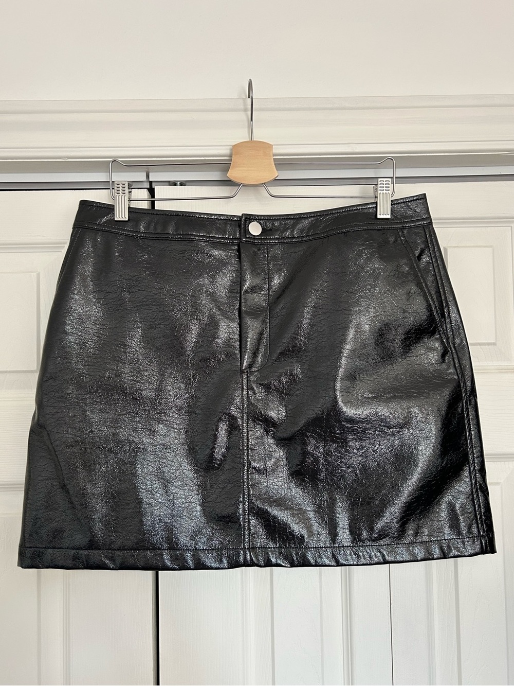 Joe Fresh Black Patent / Vinyl Faux Leather Skirt